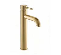 Brushed Brass Tall Mono Basin Mixer Tap - Arissa