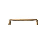 Brushed Brass Tapered Base Cabinet Pull Metal Drawer Handle Hardware | Contoured Curved Bar Pull for Cupboard Dresser Wardrobe, Cabinet Replacement Fitting(Pitch-row-128mm)