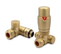 Brushed Brass Thermostatic Dual Fuel Valves for Towel Rails (Pair)