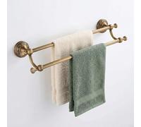 Brushed Brass Towel Rail, Brass Towel Rail for Bathroom and Toilet, Double Layer Wall Mounted Towel Bar with Vintage Braided Carvings, Antique Style (50cm/19.6in)