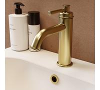 Brushed Brass Traditional Mono Basin Mixer Tap - Lyla
