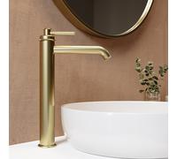 Brushed Brass Traditional Tall Basin Mixer Tap - Lyla
