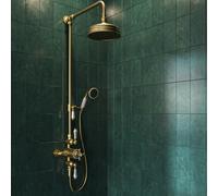 Brushed Brass Traditional Thermostatic Mixer Shower Set with Slide Rail Kit & Hand Shower - Camden