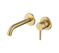 Brushed Brass Wall Mounted Basin Mixer Tap - Arissa