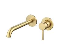 Brushed Brass Wall Mounted Bath Mixer Tap - Arissa