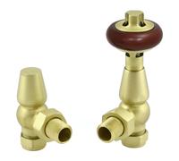 (Brushed Brass) Warmehaus Chelsea Traditional Angled TRV Thermostatic Radiator Valves