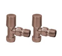 Brushed Bronze Angled Standard Rounded Radiator Towel Rail Valves Central Heating (Pair) 1/2" BSP