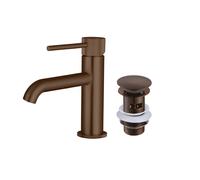 Brushed Bronze Fluted Mono Basin Mixer Tap with Waste - Arissa