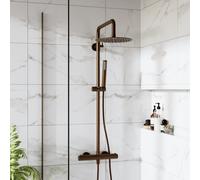 Brushed Bronze Thermostatic Bar Mixer Shower Set with Slide Rail Kit & Pencil Hand Shower - Arissa