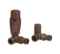 Brushed Bronze Thermostatic Radiator Valve Corner - 15mm x R 1/2" TRV Lockshield