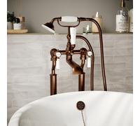 Brushed Bronze Traditional Bath Shower Mixer with stand pipes- Helston