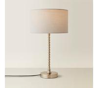 Maeve Fabric Drum Lamp Shade Brushed Chrome Bobbin Bobble Table Lamp ValueLights Grey One Size