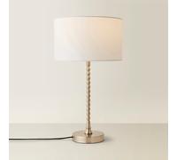 Maeve Fabric Drum Lamp Shade Brushed Chrome Bobbin Bobble Table Lamp ValueLights White One Size