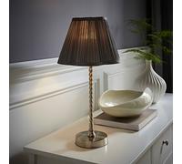 Maeve Dark Grey Pleated Faux Silk Scallop Shade Brushed Chrome Bobbin Table Lamp ValueLights Silver One Size