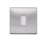 Brushed Chrome Screwless Plate 13A Unswitched Fuse Connection Unit - White Trim - Se Home