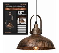 Brushed Copper Pendant Light Fixture Industrial Kitchen Island Hanging Lamp | 36cm Curvy Shape Industrial Design, E27 Large Lamp Shade, Easy Fit, For Island Kitchen Bedroom Cafe Living Room
