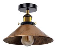 LEDSone Vintage Semi Flush Mount Ceiling Lights Metal Shade Ceiling Light Fitting Pendant Light Lamp Bedroom Ceiling Lights Modern Brushed Copper 22cm Cone Light Shade