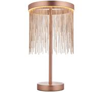 Loops Brushed Copper Table Lamp Light & Waterfall Chain Shade - Integrated LED Module Loops Copper