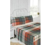 Brushed Cotton Flannelette Sheet Set - Rapport Home Lomond Double Size in Terracotta, Includes Flat and Fitted Sheet and 2 Pillowcases - Soft, Warm, Breathable Bedding for Winter Comfort