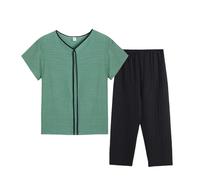 Brushed Cotton Pyjamas Womens Pyjamas For Women Women Summer Middle Embroidered Short Sleeve T Shirt Set Leisure Suits S Leisure Suits For Uk Green Xxxl