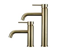 Brushed d Bathroom Faucet - Solid Brass Hot & Cold Mixer Tap, Deck Mounted Sink Faucet for ry Basins, Bury h, Ele Water Tap for Modern Bathrooms