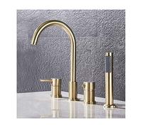 Brushed d Bathtub Faucet with Handheld Shower 2 Handle Deck Mounted Tub Filler 4 Hole Mixer Tap for Hot and Cold Water Design