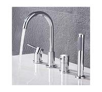 Brushed d Ch Bathtub Faucet with Handheld Shower Deck Mounted 2 Handle 4 Hole Tub Filler Mixer Tap for Hot & Cold Water Construct