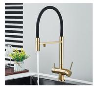 Brushed d Dual Handle Pull Out Kitchen Faucet Hot & Cold Drinking Water Mixer Tap Filtered Pure Water Sink Faucet for Home & Restaurant