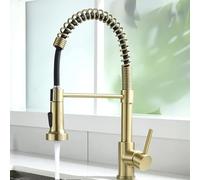 Brushed d Kitchen Faucet - Single Lever Pull Down Sprayer ng Spout Mixer Tap for Hot & Cold Water Design for Kitchen Sink & Slish