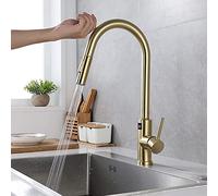 Brushed d Kitchen Faucet with Pull-Down Sprayer Smart Sensor Temperature Display 360° Swivel Mixer Stainless Steel Sink Tap for Modern Kitchens.