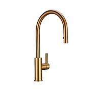 Brushed d Kitchen Sink Faucet - Black Brass Pull-Out Sprayer Deck Mounted Single Hole Cold & Hot Water Mixer for Modern Kitchens