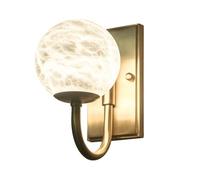 Brushed d Mid - Century Modern Nordic Wall Sconce with Marbled Glass Globe Shade, Single E26 Lamp for Bedroom, Living Room, Hallway, Vanity, Bathroom