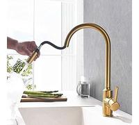 Brushed d Pull Out Kitchen Faucet 360° Swivel Mixer Tap Single Handle Black Sink Faucet for Modern Kitchens & Slish Design