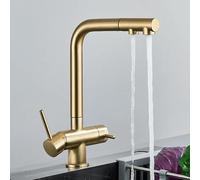 Brushed d Pull-Out Kitchen Faucet with 360° Rotat, Dual Sprayer Purifier Tap for Vessel Sink - Premium Brass Drinking Water Mixer Tap