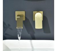 Brushed d Wall-Mounted Bathroom Sink Basin Faucet - 2 Tap Holes Single Handle Hot & Cold G1/2 Connect Split pe Concealed Design for Modern Decor