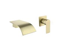 Brushed d Wall Mounted Brass Bathroom Sink Mixer Tap Waterfall Bath Spout Filler Concealed Basin Faucet Single Handle Two Holes ry d Bathtub Tap