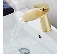Brushed d Waterfall Faucet Bathroom Sink Mixer Tap Premium Brass Single Handle Waterfall Basin Tap for Bathroom Décor