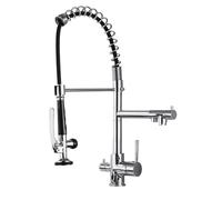 Brushed Dual Lever Kitchen Mixer Tap Pull Down & Pull Out Faucet for Sink 3 Way Water Filter Modern Design Kitchen Tap Easy Installat