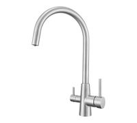 Brushed el 3-Way Kitchen Faucet - Gooseneck Mixer Tap, Stainless Steel Drinking Water Tap, Single Hole Design for Easy Installat and Modern SLE