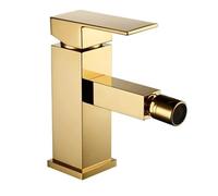 Brushed el Bathroom Bidet Faucet - 360° Swivel Sink Tap with Round Nozzle, Square Hot & Cold Mixer, Deck Mounted, Modern Water-Saving Design (30122-Polished)