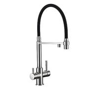 Brushed el Kitchen Faucet with Pull Down Dual Sprayer Sink Mixer Tap Black Hose Mount Modern Design for Easy Water Control