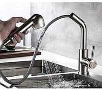 Brushed el Kitchen Faucet with Swivel Sprayer Deck Mounted Stainless Steel T for Vessel Sink Modern Mixer Tap for Home & Commercial Use