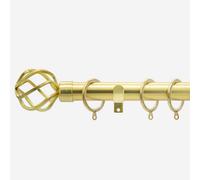 Brushed Gold 28mm Cage Fixed Length Metal Curtain Pole 410Cm