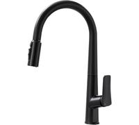 Brushed Gold 3 Way Kitchen Faucet Pull Out Spray Mixer Tap with Gooseneck Spout Single Lever for Drinking Water Modern Black Finish Stylish Kitchen Upgrade