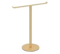 Brushed Gold 304 Stainless Steel Towel Rack, Freestanding Vertical Bathroom Storage Stand with Weighted Base, No Drill Space Saving Countertop Holder for Kitchen, 10.63x11.81 Inch