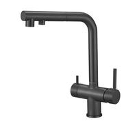 Brushed Gold 3Way Kitchen Faucet llOut Hose Rotating Water Filter Tap for Drinking & Sink Mixer Stylish & Functional Kitchen Upgrade,Black