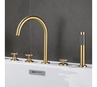 Brushed Gold 5Function Shower Mixer Faucet 360° Swivel Spout Dual Lever PullOut Design HighQuality Bathroom Fixture Stylish & Functional