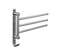 Brushed Gold All-Copper Rotating Towel Rack - Punch-Free Multi-Pole Foldable Bathroom Storage Movable Towel for Stylish Home Décor
