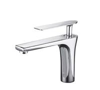 Brushed Gold All Copper Sink Faucet Hot Cold Basin Tap Single Handle Control Luxury Brass Design for Hotels & Homes Short Silver Finish