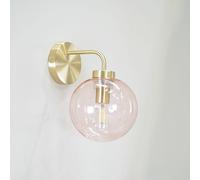 Brushed Gold and Pink Globe Wall Light Gold-Coloured